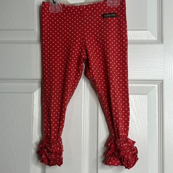 Matilda Jane Orange Peach Polka Dots Pants 2 Ruffle - Picture 1 of 4